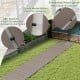8 ft outdoor garden pathway with simulated wood-grain, sturdy metal wires, and ABS spacers for backyard decoration.