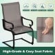Gray patio chair featuring breathable, quick-drying fabric and sturdy metal frame, perfect for backyard relaxation.