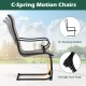 C-Spring motion chair in gray with 15° rocking motion and sturdy metal frame, ideal for backyard relaxation.