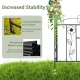 Garden arbor with door and latch, black galvanized metal frame, includes 4 ground stakes for stability in outdoor.