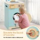 Kids washer playset toy in blue with rotating knobs and detergent drawer, perfect for imaginative laundry play.