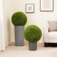 Two pieces of 20-inch artificial topiary spheres in concrete planters, perfect for patio or balcony decoration.