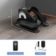 Under desk elliptical machine in black with remote control, designed for discreet exercise and easy storage.