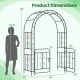 Garden arbor with gate featuring elegant flower decorations, sturdy galvanized metal, and dimensions for climbing.