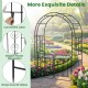Garden arbor with gate featuring elegant flower decoration, sturdy galvanized metal, and sharp ground stakes for.