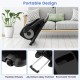 Under desk elliptical machine in black with flexible wheels and aluminium alloy pull rod for easy mobility and storage.