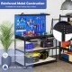 Heavy-duty 48 x 24 inch workbench with metal frame, pegboards, drawers, and shelves for garage or workshop use.