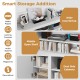 TV cabinet with wide countertop, middle open shelf, and dual side cabinets for TVs up to 80 inches, ideal for versatile.