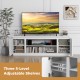 TV cabinet in white featuring three adjustable shelves, designed for TVs up to 80 inches, ideal for versatile living.