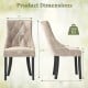 Tufted wingback dining chair dimensions with ergonomic support, light brown upholstery, and durable rubber wood frame.