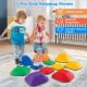 Colorful 11-piece kids stepping stones in various sizes and steepness for balance games indoors and outdoors.