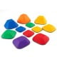 Colorful set of 11 kids' stepping stones in various sizes for balance games, made from child-safe PP materials.