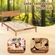 Full-size bed frame with headboard, crafted from acacia wood, featuring sturdy slats and under-bed storage space.