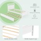 Twin size wooden bed frame in white with trundle, featuring sturdy slats and stable support legs for versatile use.