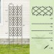 Outdoor plant support frame with adjustable heights, PE-coated metal, and spiked legs for stability in raised garden.