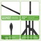 Corrugated metal poles and spiked legs of the 3-pack outdoor plant support frame for raised garden beds.