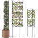 Outdoor plant support frames in various arrangements, made of PE-coated metal for stability and versatility in gardens.