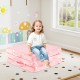 Foldable pink floor mattress for kids with washable flannel cover, perfect for sleeping, relaxing, or playing.