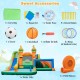 Kids inflatable water slide featuring two surfing slides, soccer gate, and 750W blower for summer fun in the yard.