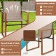 Outdoor dining chair set of 2 in brown with breathable fabric and wood grain finish, ideal for patio and backyard use.