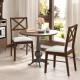 Upholstered side dining chairs set of 2 with rubber wood frame, featuring ergonomic backrest, in a cozy dining setup.