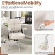 Leathaire upholstered task chair in beige with cushioned back, ergonomic design, and quiet PU casters for effortless.