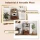 3-tier kitchen baker's rack in brown with 2 open shelves and cabinet, ideal for organizing kitchen supplies.