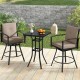 Patio swivel bar set with soft cushions and umbrella hole, featuring ergonomic design and heavy-duty metal construction.