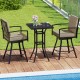 Cushioned swivel bar stool from a 3-piece patio set, showcasing a comfortable footrest and modern design for outdoor.