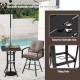 Patio swivel bar set featuring a cushioned chair and square table with a 1.57" umbrella hole for outdoor dining.