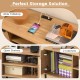 2-Door TV stand with charging station, open shelves, and cabinets for TVs up to 65 inches, ideal for media organization.