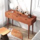 48-inch writing desk with walnut finish, featuring three drawers and solid wood legs, ideal for organizing workspace.