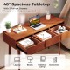 48-inch writing computer desk with walnut finish, featuring 3 pull-out drawers for organized workspace and solid wood.