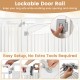 Close-up of the lockable door rail on the 8-panel tall plastic dog fence, designed for easy access and safety.