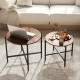 Round coffee table set of 2 in rustic brown with heavy-duty metal frame, perfect for living room or bedroom use.
