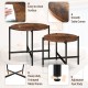 Rustic brown round coffee table featuring smooth corners and adjustable foot pads, ideal for versatile use in any room.