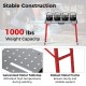 Welding table with galvanized metal tabletop, adjustable height, and robust frame, supporting up to 1000 lbs for heavy.