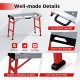 Welding table with adjustable height, 42" x 21" galvanized metal top, and extra tool storage for stable projects.