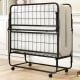 Twin size folding bed with memory foam mattress, featuring a fixing strap and a compact design for secure storage.