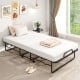 Twin size folding bed with memory foam mattress, heavy-duty metal frame, and stylish bamboo texture for easy storage.