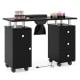 Manicure table in black with electric dust collector, 3 drawers, and rolling wheels for a tidy workspace.