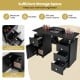 Manicure table in black with 4 drawers and large cabinet, featuring electric dust collector for organized nail tools.