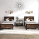 Twin size metal bed frame with rustic wood grain, sturdy support legs, and 11" under-bed storage for organized space.