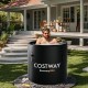Black 79 Gal cold plunge tub with cover, featuring durable PVC and insulation for muscle recovery and relaxation.