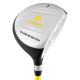 34-inch junior #3 fairway wood golf club in yellow with aluminum alloy head and fiberglass shaft, ideal for kids ages.