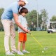 Individual golf club for kids with fiberglass shaft, yellow headcover, designed for ages 8-10, promoting spin and.