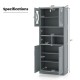 Tall gray bathroom cabinet with acrylic doors, featuring 3 adjustable shelves and ample storage for essentials.