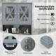Gray tall bathroom cabinet with acrylic doors, showcasing a smooth waterproof surface and magnetic door catches for.