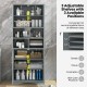 Tall gray bathroom cabinet with acrylic doors, featuring 3 adjustable shelves for versatile storage of essentials.