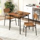 3-piece dining table set featuring a brown wood square table and metal frame with two chairs, ideal for small spaces.